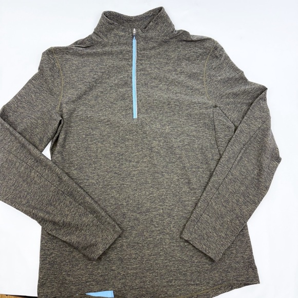 Lululemon Men’s Surge Warm 1/2 Zip Heathered Utilitarian / Black Long Sleeve - Picture 6 of 13